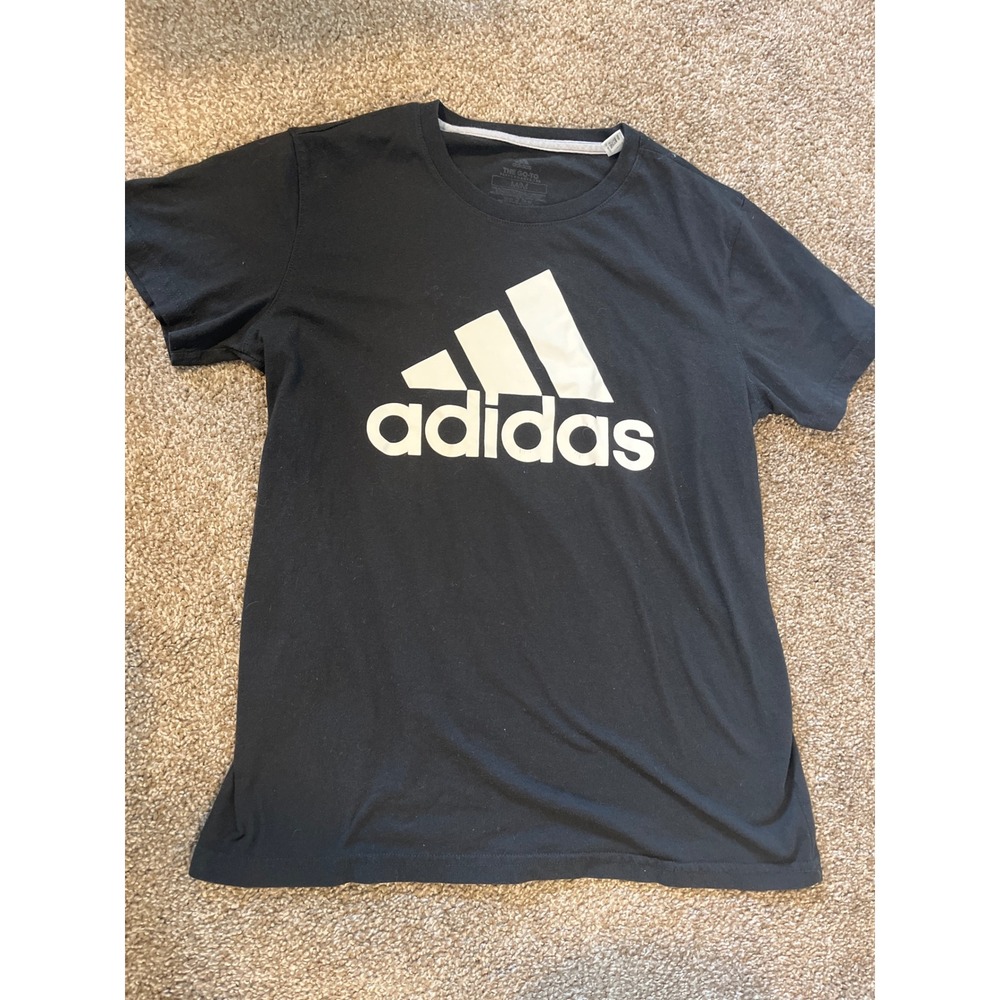 Adidas T Shirt Black White Logo Performance Tee Go-To Mens Size M